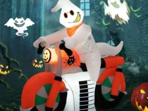 Inflatable Halloween Ghost on Motorcycle with LED Lights 155cm