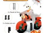 Inflatable Halloween Ghost on Motorcycle with LED Lights 155cm