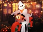 Inflatable Halloween Ghost on Motorcycle with LED Lights 155cm