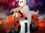 Inflatable Halloween Ghost on Motorcycle with LED Lights 155cm
