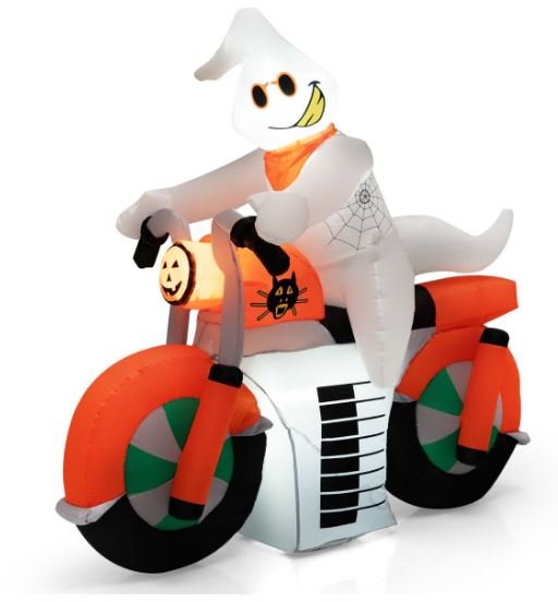Inflatable Halloween Ghost on Motorcycle with LED Lights 155cm