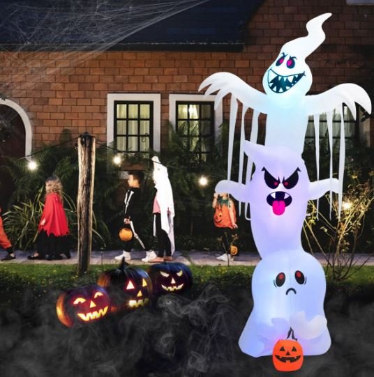 Inflatable Halloween Ghost with Colorful Lights Stakes 310cm