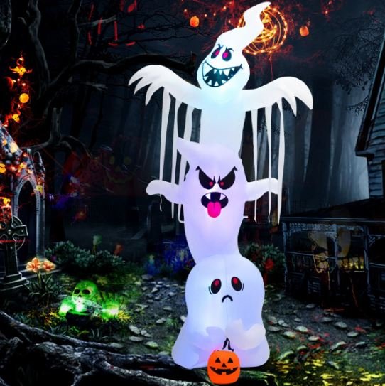Inflatable Halloween Ghost with Colorful Lights Stakes 310cm