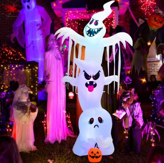 Inflatable Halloween Ghost with Colorful Lights Stakes 310cm