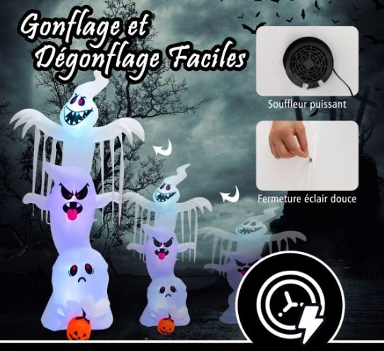 Inflatable Halloween Ghost with Colorful Lights Stakes 310cm