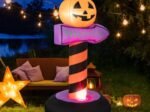 Halloween Pumpkin Inflatable Traffic Sign with Built LED Light 180cm
