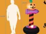Halloween Pumpkin Inflatable Traffic Sign with Built LED Light 180cm