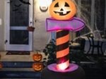 Halloween Pumpkin Inflatable Traffic Sign with Built LED Light 180cm