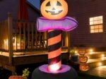 Halloween Pumpkin Inflatable Traffic Sign with Built LED Light 180cm