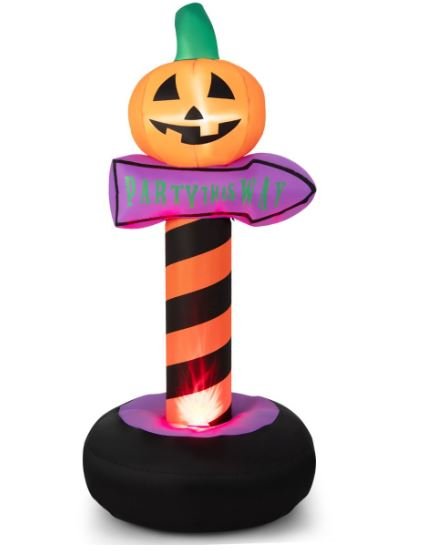 Halloween Pumpkin Inflatable Traffic Sign with Built LED Light 180cm