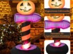 Halloween Pumpkin Inflatable Traffic Sign with Built LED Light 180cm