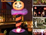 Halloween Pumpkin Inflatable Traffic Sign with Built LED Light 180cm