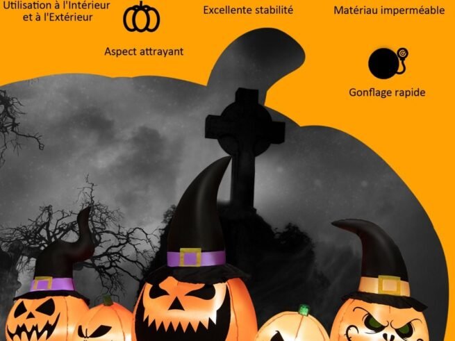 Halloween Inflatable Pumpkins Set Decoration with Built-in LED Lights
