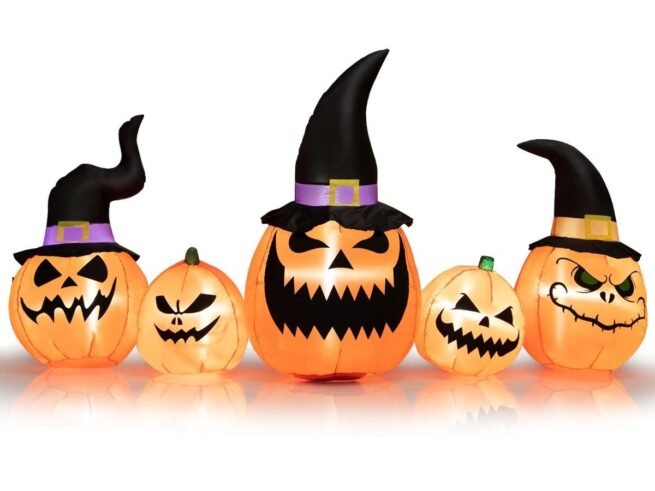 Halloween Inflatable Pumpkins Set Decoration with Built-in LED Lights