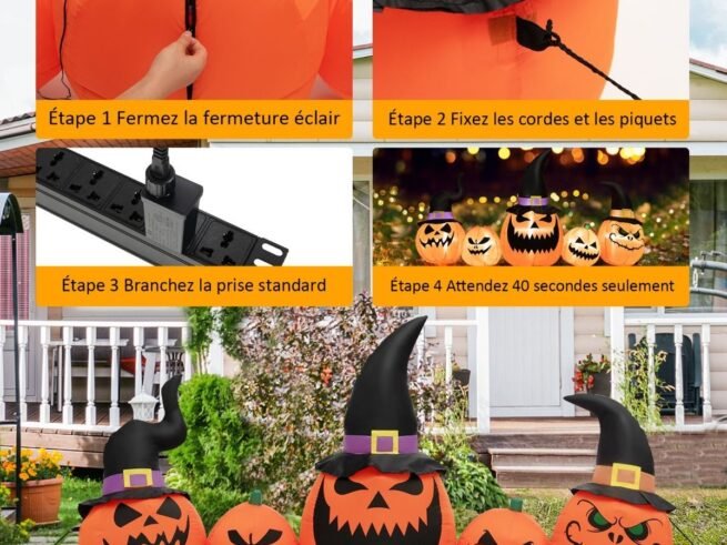 Halloween Inflatable Pumpkins Set Decoration with Built-in LED Lights