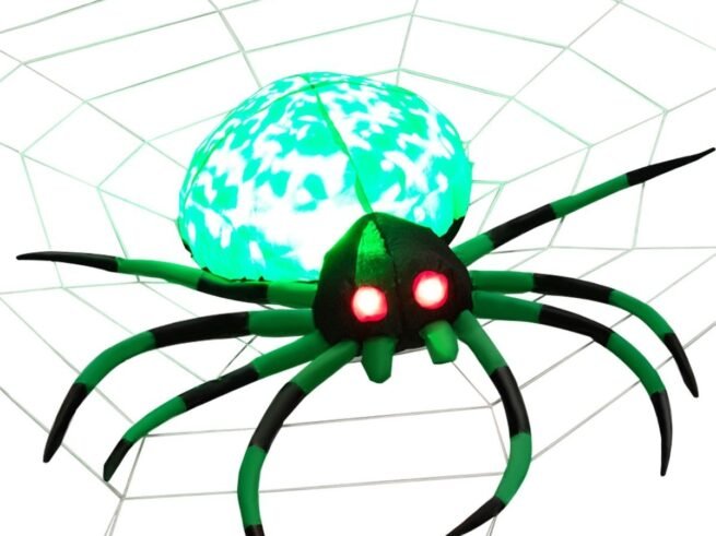 Halloween Inflatable Scary Spider 2 LED Lights Red Eyes Decorations