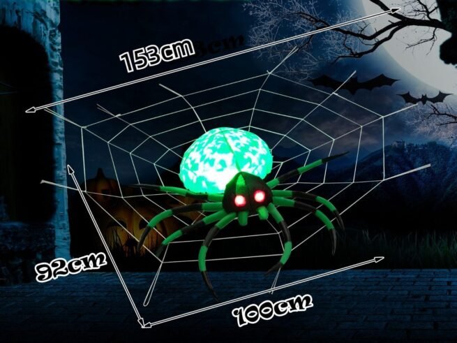 Halloween Inflatable Scary Spider 2 LED Lights Red Eyes Decorations