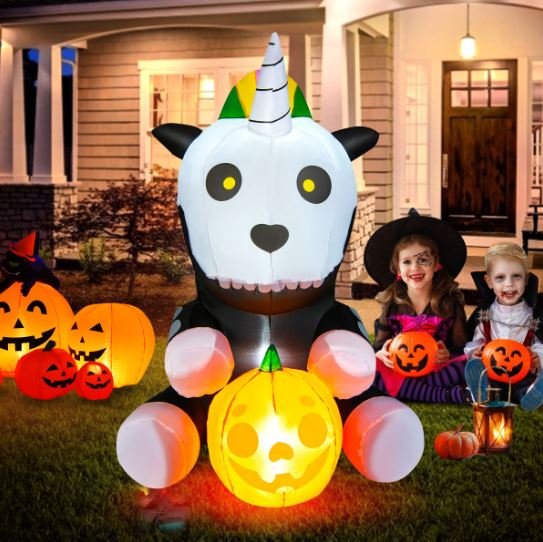 Halloween Inflatable Unicorn Skeleton Pumpkin LED Lights 150cm