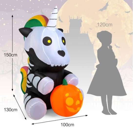 Halloween Inflatable Unicorn Skeleton Pumpkin LED Lights 150cm