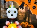 Halloween Inflatable Unicorn Skeleton Pumpkin LED Lights 150cm