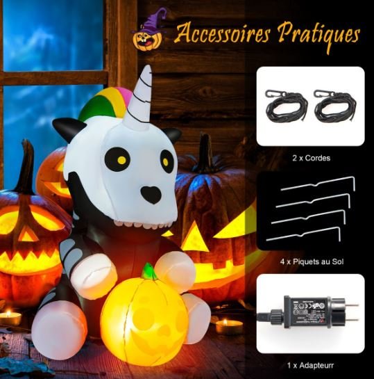 Halloween Inflatable Unicorn Skeleton Pumpkin LED Lights 150cm