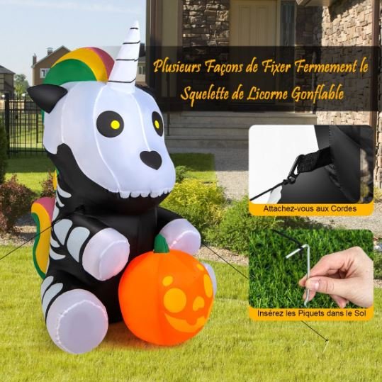Halloween Inflatable Unicorn Skeleton Pumpkin LED Lights 150cm