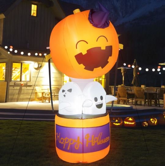 Inflatable Halloween Ghosts Traveling Pumpkin LED Lights 180cm