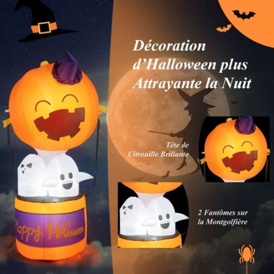 Inflatable Halloween Ghosts Traveling Pumpkin LED Lights 180cm