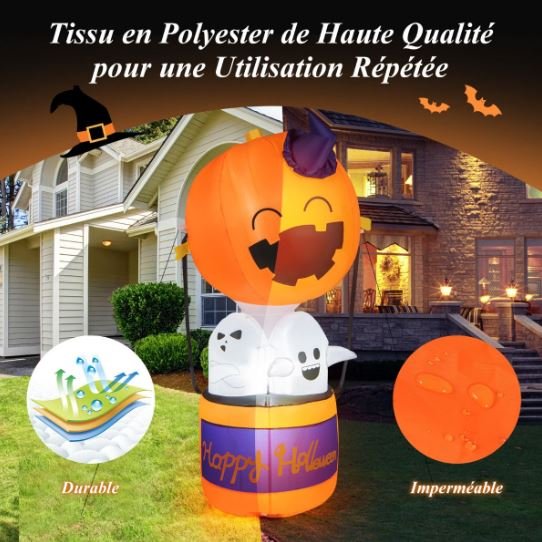 Inflatable Halloween Ghosts Traveling Pumpkin LED Lights 180cm