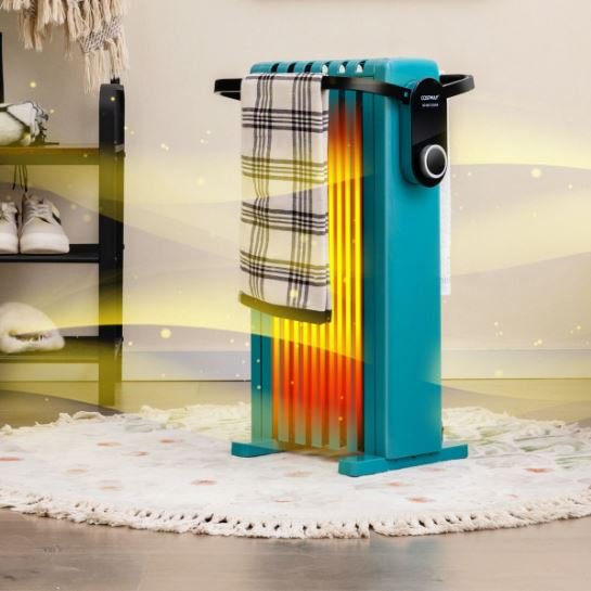 Electric Radiator Oil Space Heater 1500W 3 Heats Adjustable Towel Racks Double Protection