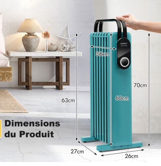 Electric Radiator Oil Space Heater 1500W 3 Heats Adjustable Towel Racks Double Protection