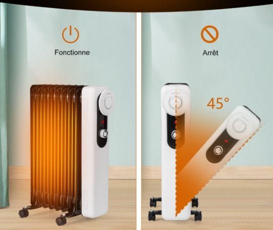 Portable Oil Electric Radiator Space Heater 2000W 3 Power 9 Elements Energy Saving 25㎡