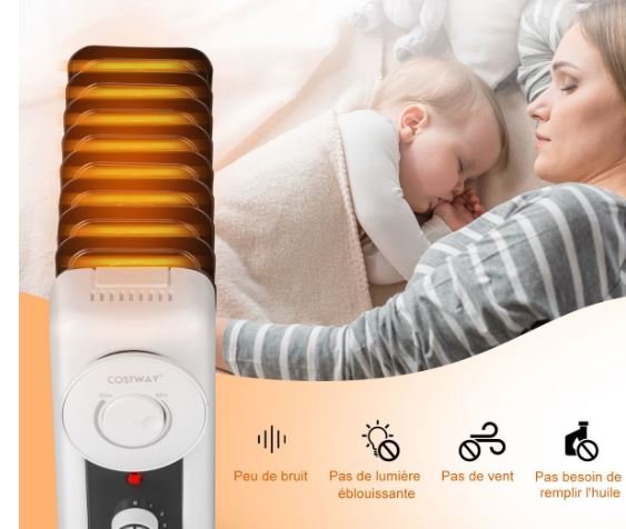 Portable Oil Electric Radiator Space Heater 2000W 3 Power 9 Elements Energy Saving 25㎡