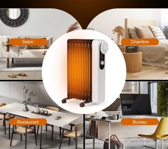 Portable Oil Electric Radiator Space Heater 2000W 3 Power 9 Elements Energy Saving 25㎡