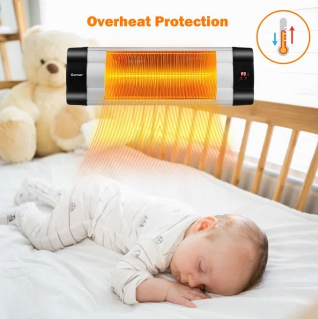 1500W Infrared Wall Heater with Remote Control 3 Heating Modes Indoor Outdoor Use