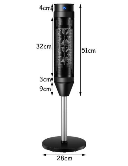 Electric Ceramic Fan Heater 1200/2000W with Remote Control 8H Timer