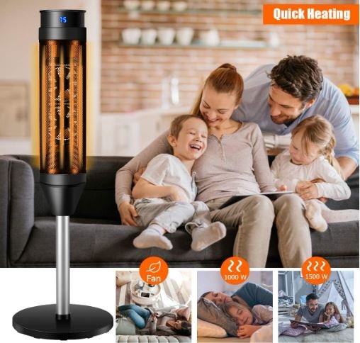 Electric Ceramic Fan Heater 1200/2000W with Remote Control 8H Timer