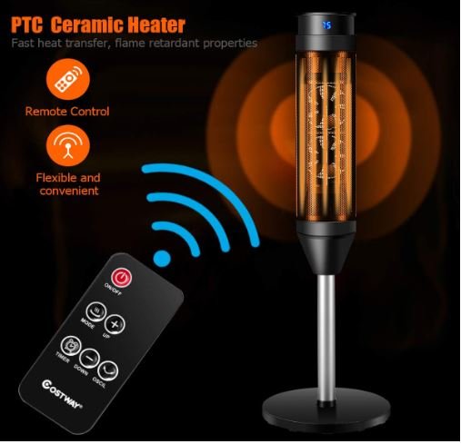 Electric Ceramic Fan Heater 1200/2000W with Remote Control 8H Timer