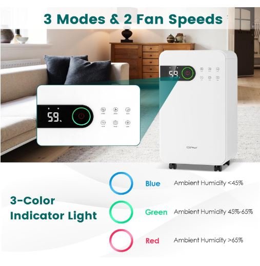 Portable Dehumidifier 15L/Day 2.3L Water Tank for Rooms up to 10-15㎡