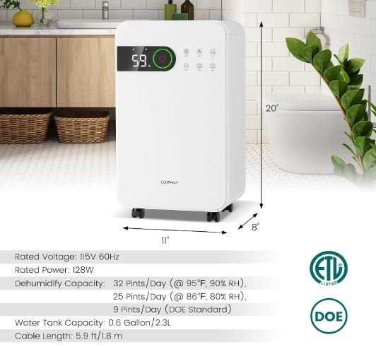 Portable Dehumidifier 15L/Day 2.3L Water Tank for Rooms up to 10-15㎡