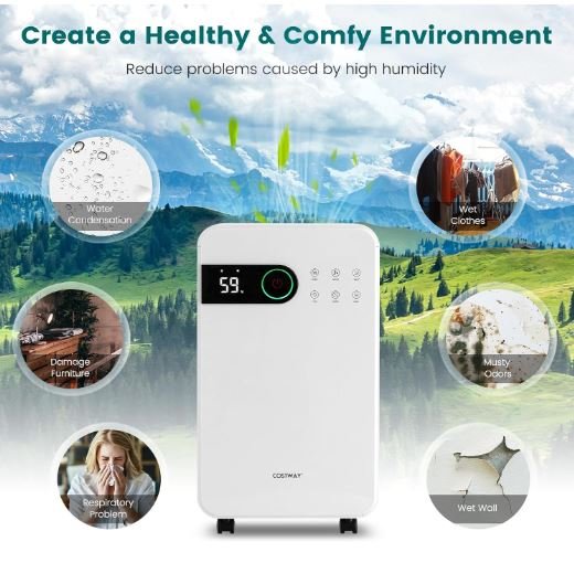 Portable Dehumidifier 15L/Day 2.3L Water Tank for Rooms up to 10-15㎡