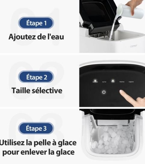 Countertop Ice Cube Maker Machine Self-Cleaning 2 Sizes Cubes