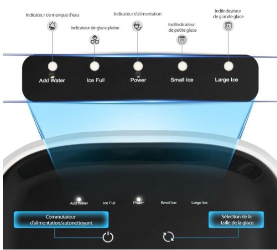 Countertop Ice Cube Maker Machine Self-Cleaning 2 Sizes Cubes