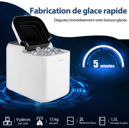 Countertop Ice Cube Maker Machine Self-Cleaning 2 Sizes Cubes