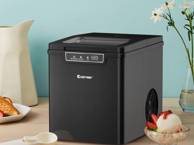 Ice Cube Machine Maker 12KG/24H Portable 9 Ice Cubes /8 Min with 1.85L Tank LCD Display