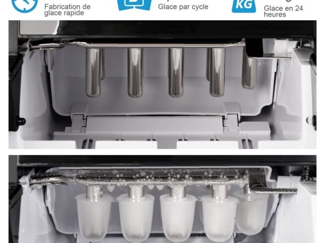 Ice Cube Machine Maker 12KG/24H Portable 9 Ice Cubes /8 Min with 1.85L Tank LCD Display