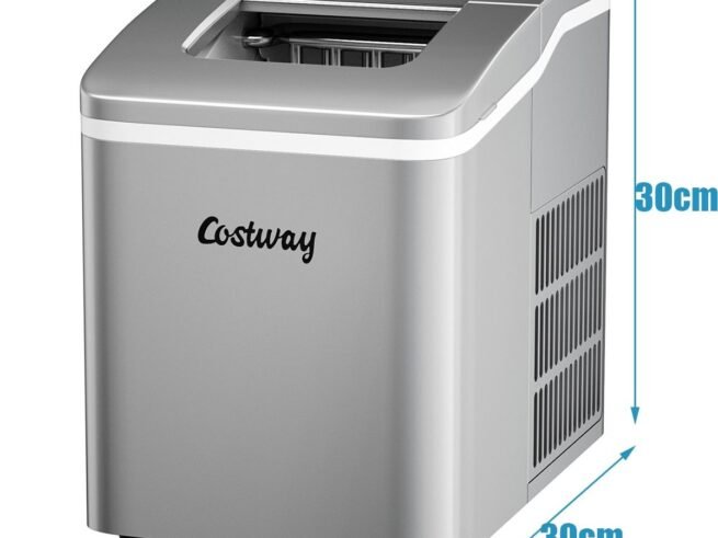 Ice Cube Maker Machine 12KG/24H Portable 9 Ice Cubes per 8 Min with 1.6L Tank LCD Display