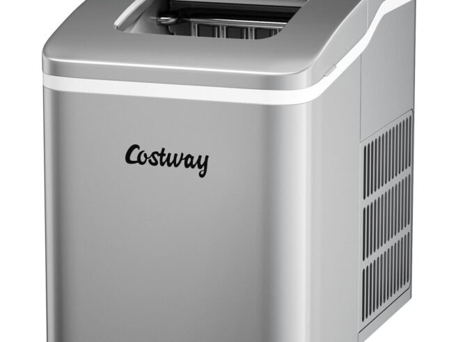 Ice Cube Maker Machine 12KG/24H Portable 9 Ice Cubes per 8 Min with 1.6L Tank LCD Display