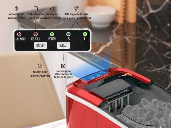 Ice Cube Maker Machine 12 kg/24H 2 Ice Cube Size 6-13 Minutes 2.2 L Water Tank