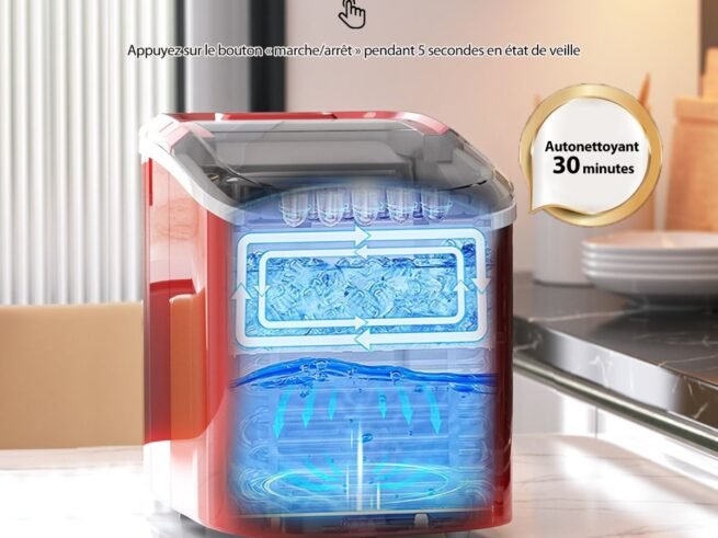 Ice Cube Maker Machine 12 kg/24H 2 Ice Cube Size 6-13 Minutes 2.2 L Water Tank